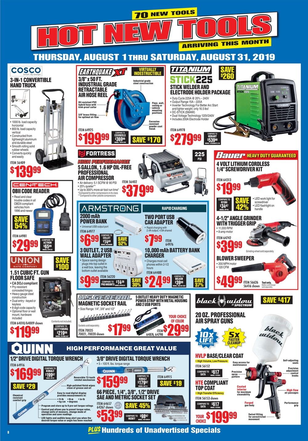 Harbor Freight Monthly Ad August, 2019