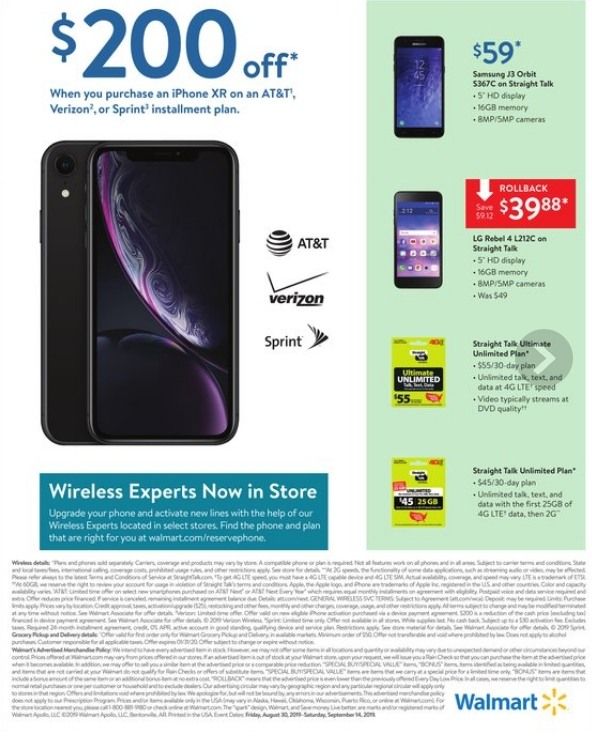 Walmart Weekly Ad Aug 30 – Sep 14, 2019