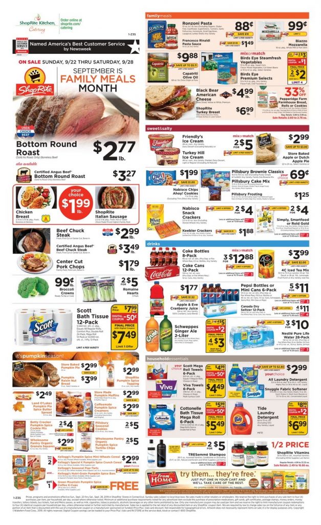 ShopRite Weekly Ad Sep 22 – Sep 28, 2019