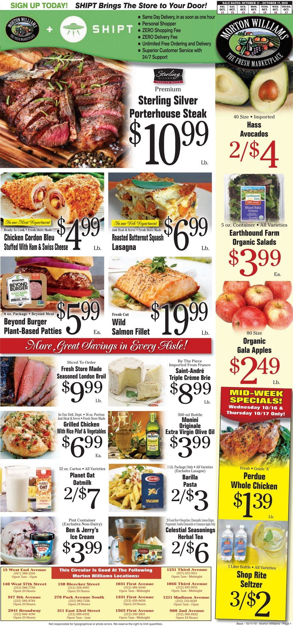 Morton Williams Weekly Ad Oct 11 – Oct 17, 2019