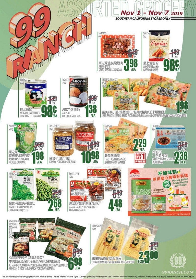 99 Ranch Market Weekly Ad Nov 01 – Nov 07, 2019