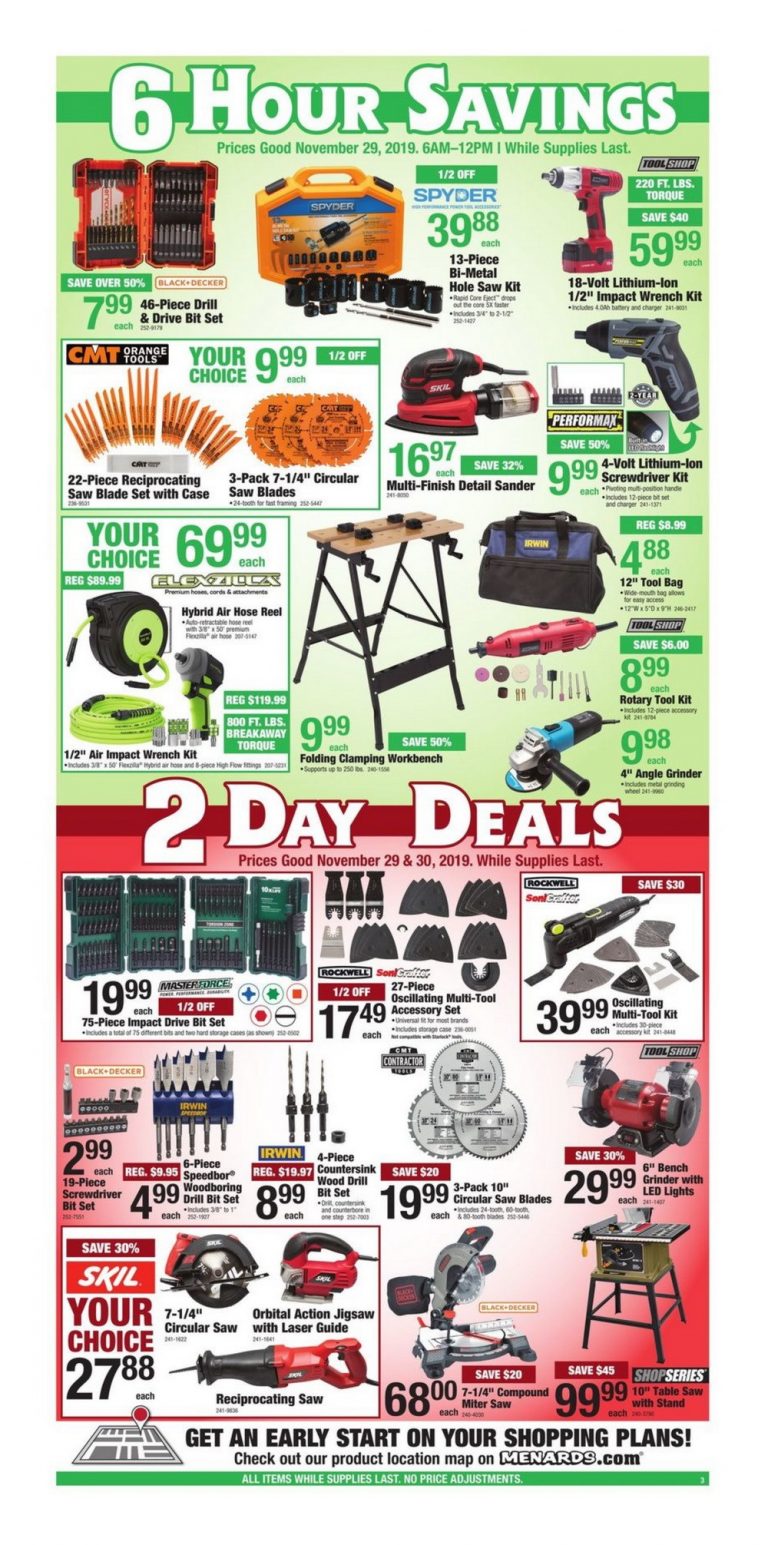 Menards Black Friday Sale Nov 29 – Nov 30, 2019