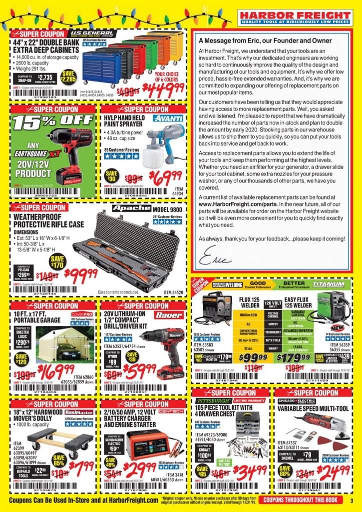 Harbor Freight Monthly Ad December, 2019