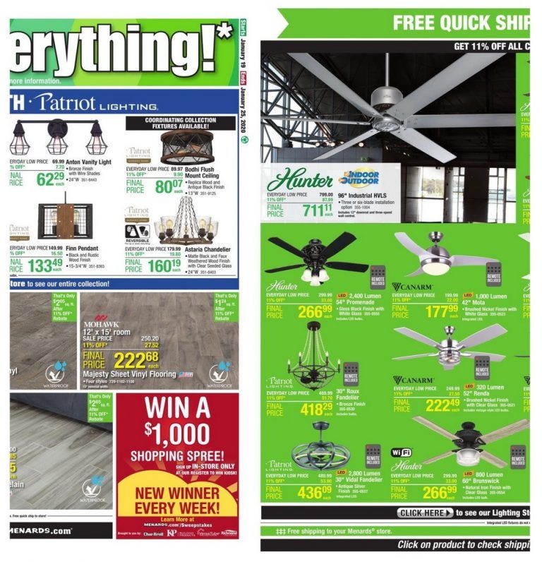 Menards 11 Everything Ad Jan 19 Jan 25, 2020