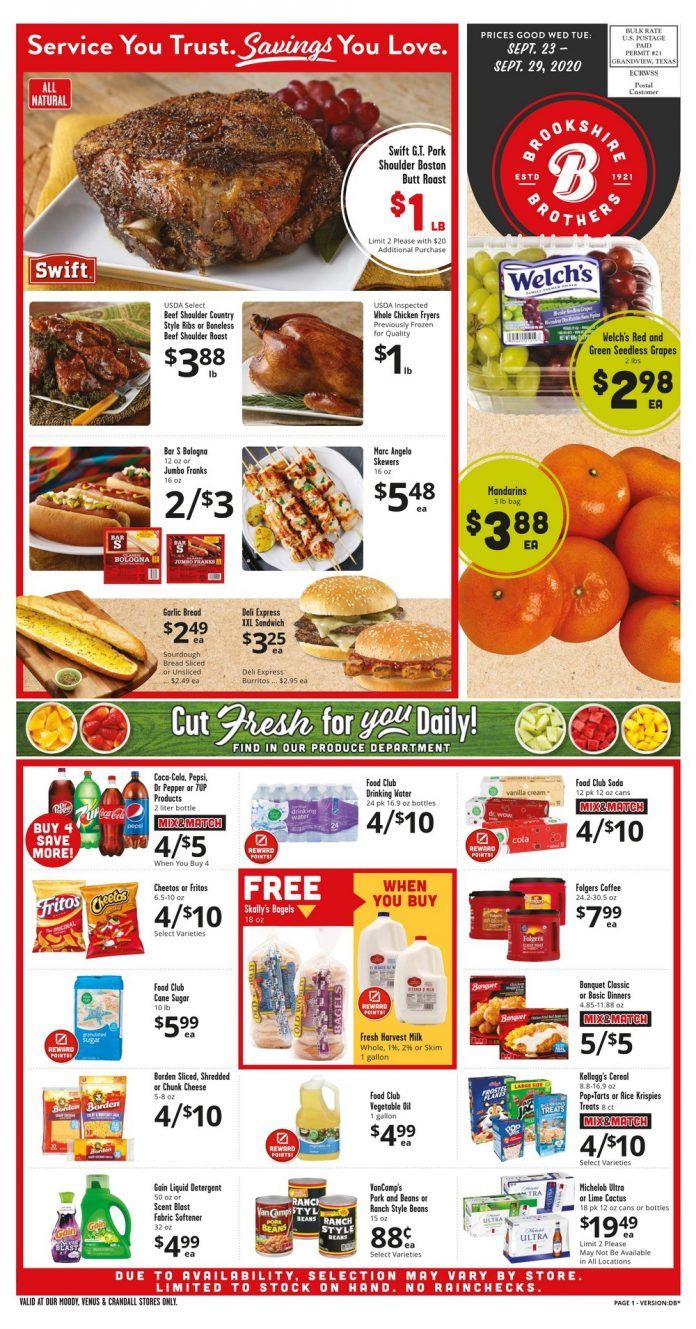 Brookshire Brothers Weekly Ad Sep 23 – Sep 29, 2020