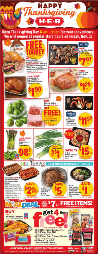 Heb Weekly Ad Nov 18 – Nov 26, 2020