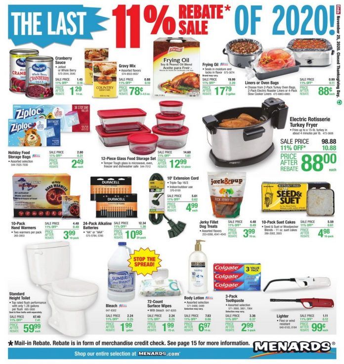 Menards 11 Rebate Sale Ad Nov 15 Nov 25, 2020