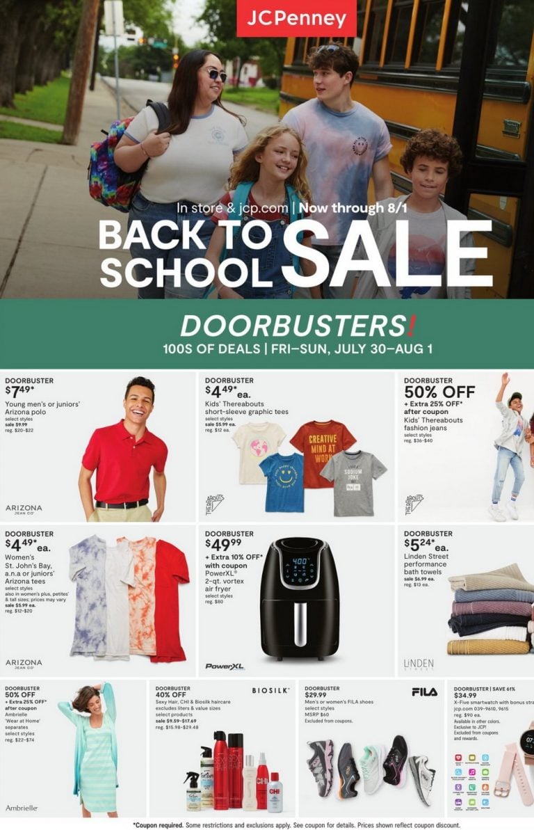 JCPenney Back To School Sale Jul 29 Aug 01, 2021