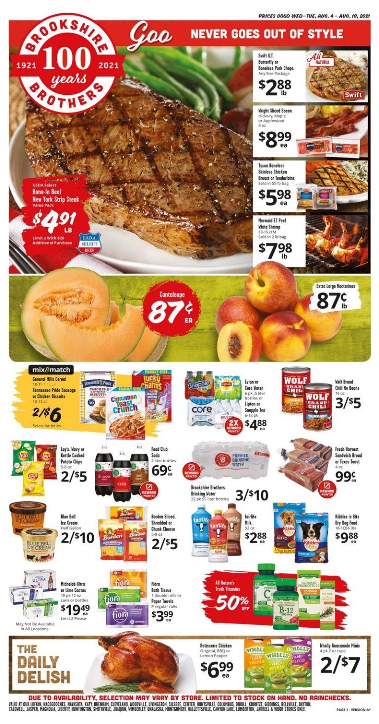 Brookshire Brothers Weekly Ad Aug 04 – Aug 10, 2021