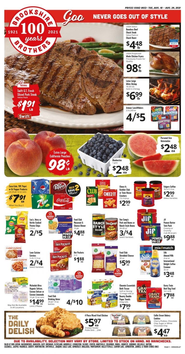 Brookshire Brothers Weekly Ad Aug 18 – Aug 24, 2021