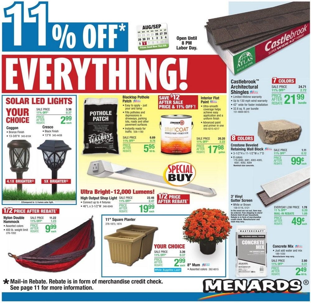 Menards Weekly Ad Aug 26 – Sep 06, 2021