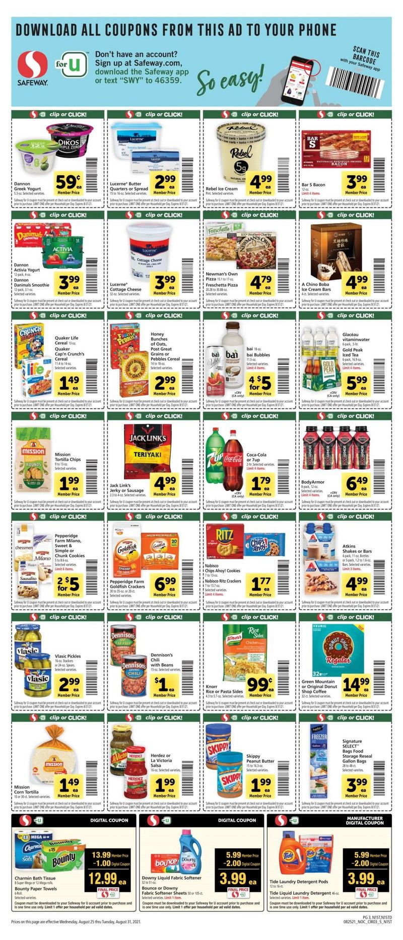 Safeway Weekly Ad Aug 25 – Aug 31, 2021