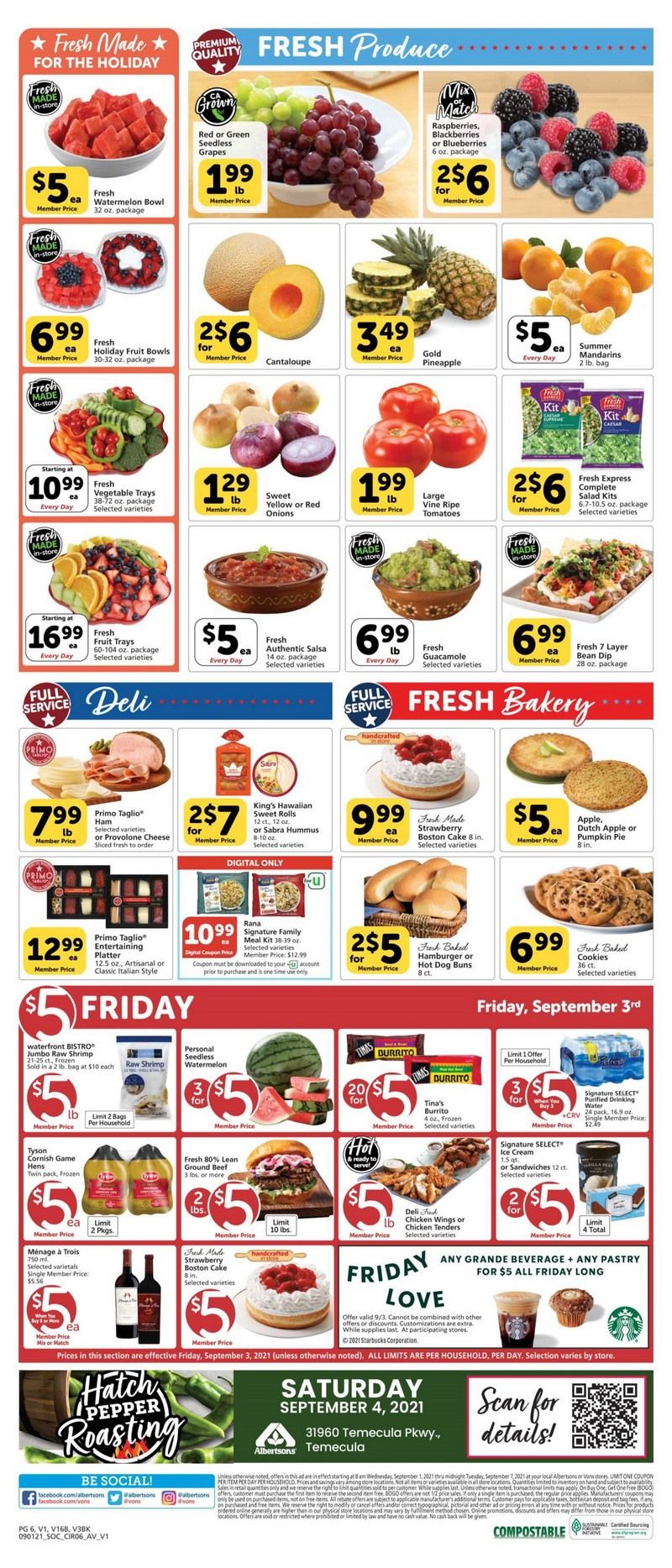 Vons Weekly Ad Sep 01 – Sep 07, 2021