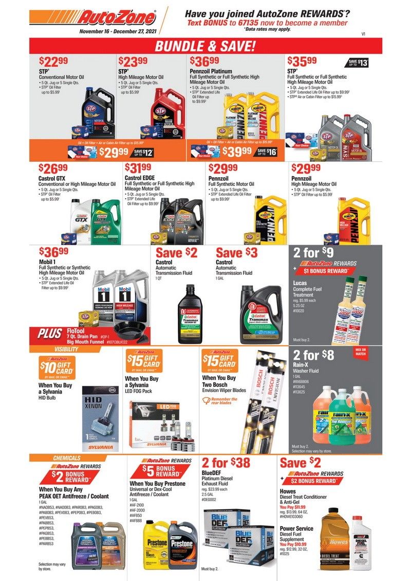 AutoZone Monthly Circular Nov 16 Dec 27, 2021