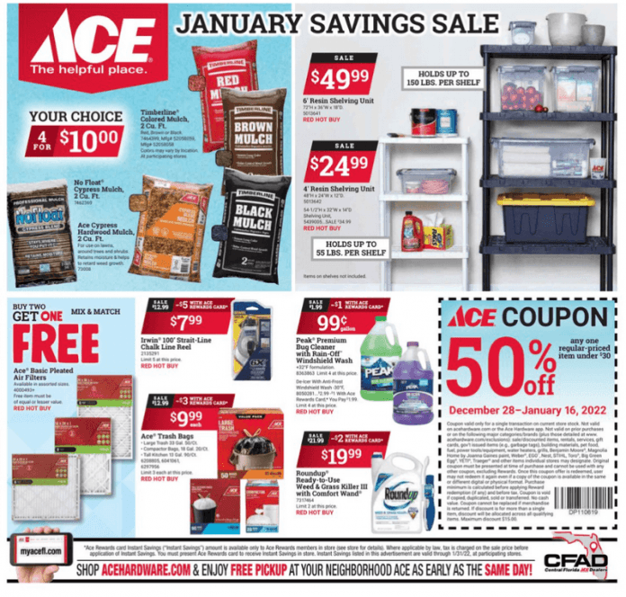 ACE Hardware Monthly Ad Dec 28, 2021 Jan 16, 2022