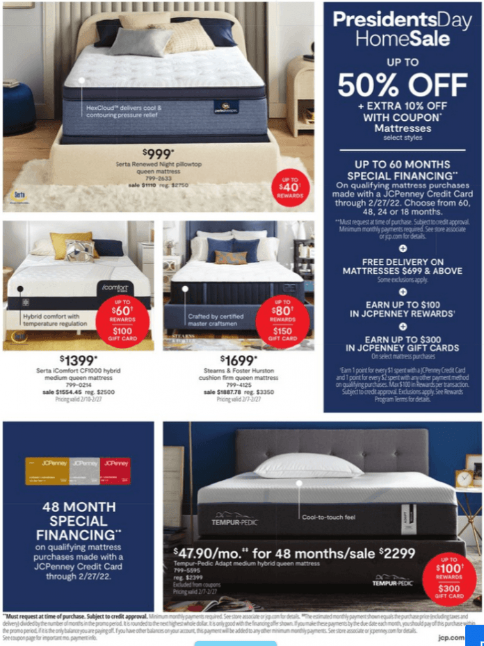 JCPenney President Day Home Sale