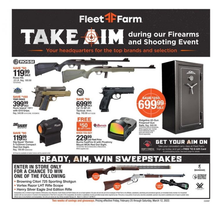 Fleet Farm Firearms & Shooting Event Feb 25 – Mar 12, 2022