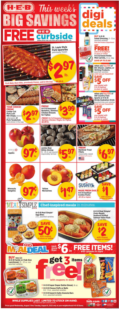 HEB Weekly Ad Aug 03 – Aug 09, 2022