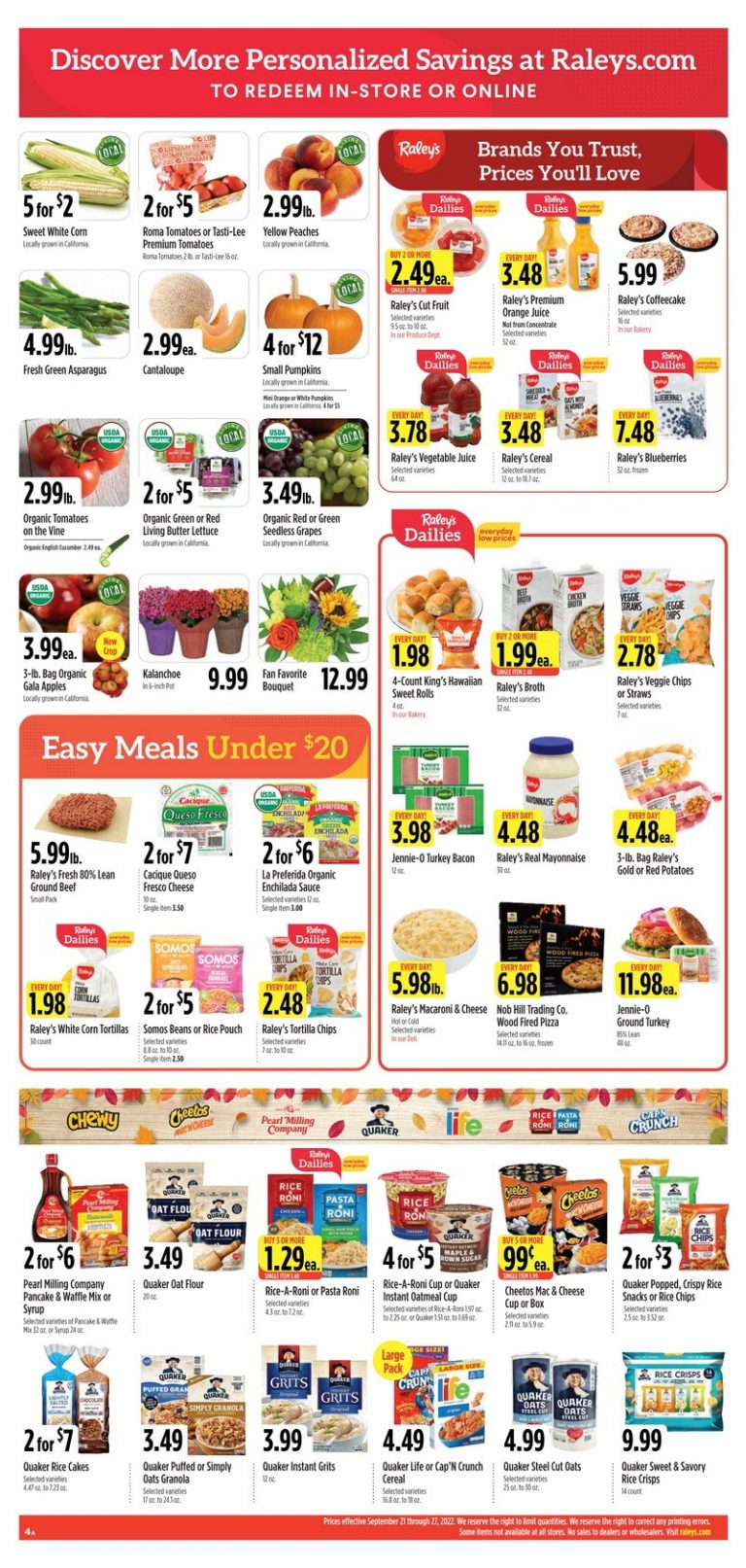 Raley's Supermarkets Weekly Ad Sep 21 – Sep 27, 2022