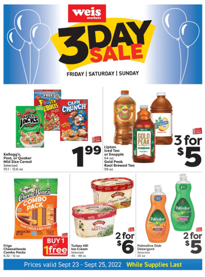 Weis Markets Three Day Ad Sep 23 – Sep 25, 2022