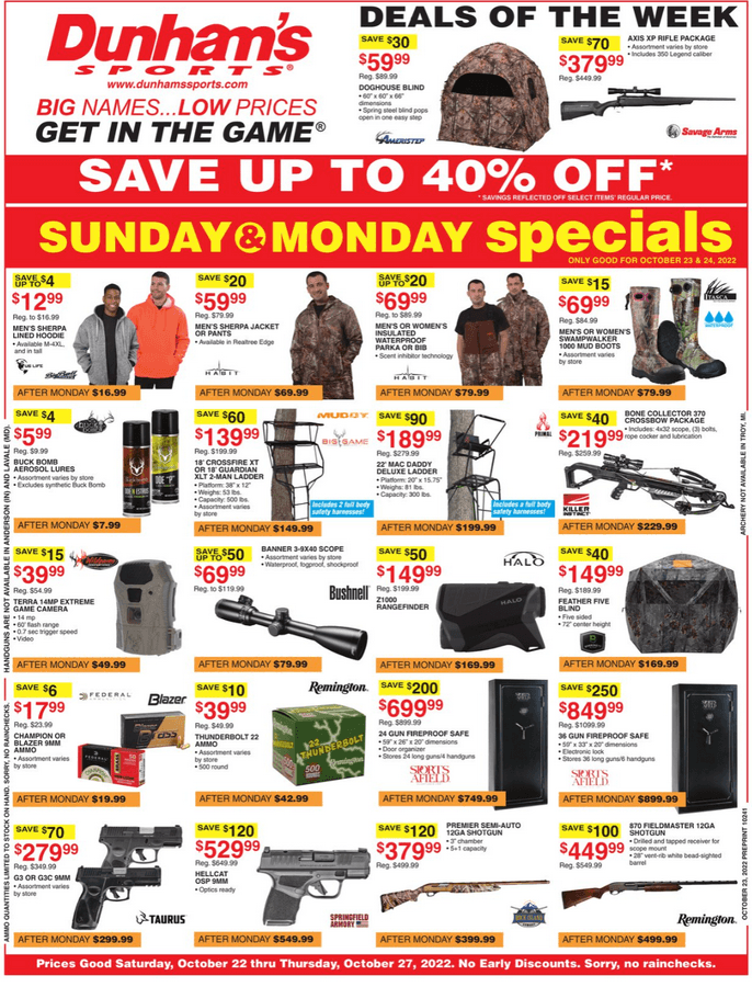 Dunham's Sports Weekly Ad Oct 22 – Oct 27, 2022