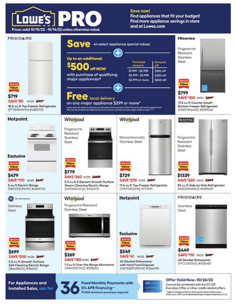 Lowe's Appliances Pro Ad Oct 10 – Oct 14, 2022