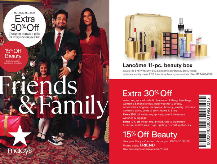 Macy's Friends & Family Postcard Oct 24 Oct 31, 2022