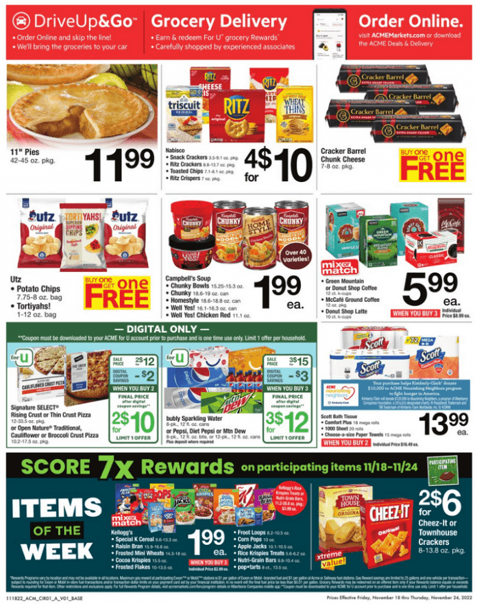 ACME Weekly Flyer Nov 18 Nov 24, 2022 (Thanksgiving Promotion Included)