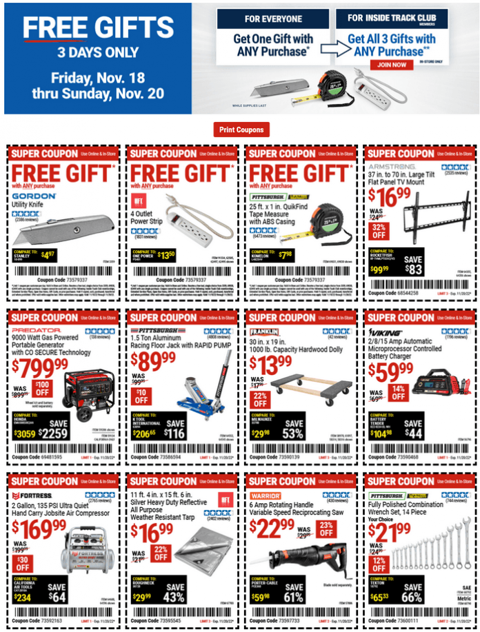 Harbor Freight Coupon Ad Nov 18 Nov 20, 2022