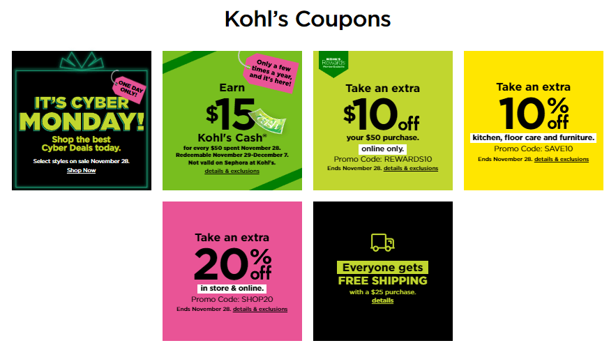 Kohl's Cyber Monday Coupon Sale