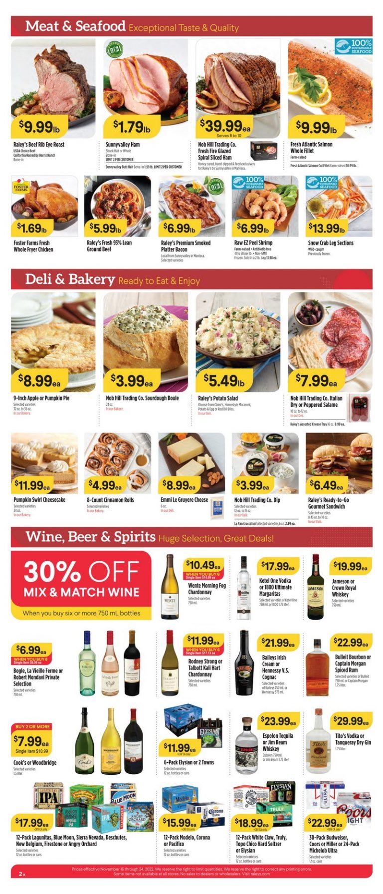 Raley's Supermarkets Weekly Ad Nov 16 Nov 24, 2022 (Thanksgiving