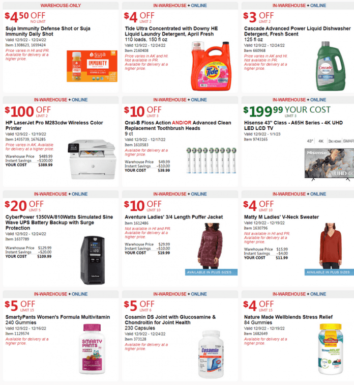 Costco InWarehouse and Online Savings Ad Dec 19 Dec 25, 2022