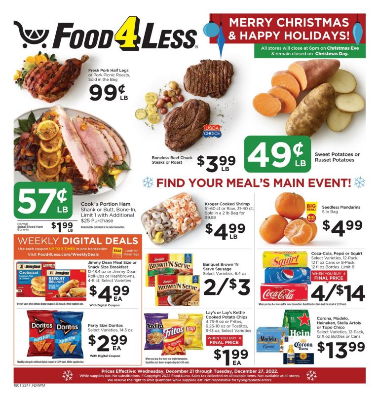 Food 4 Less Weekly Ad Dec 21 – Dec 27, 2022 (Christmas Sale Included)