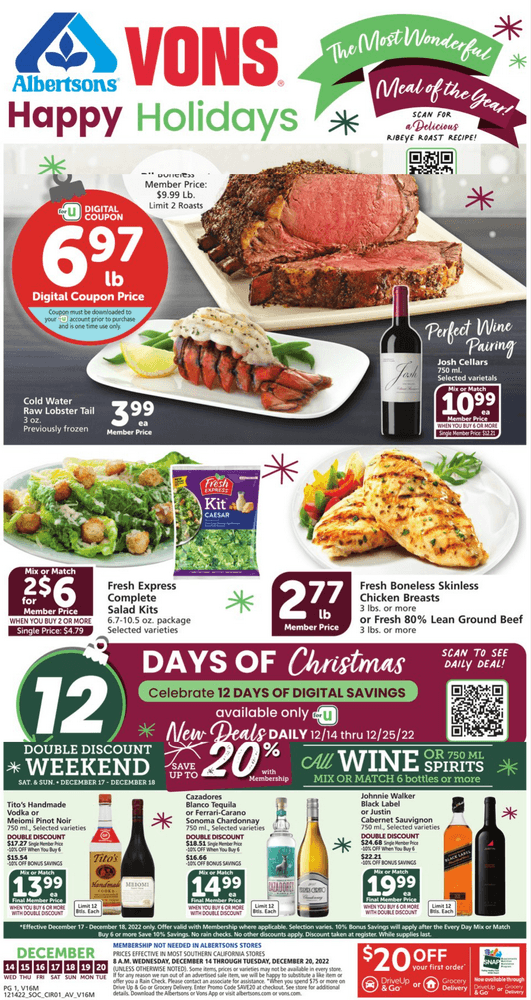 Vons Weekly Flyer Dec 14 – Dec 20, 2022