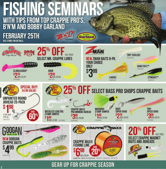 Bass Pro Shops Crappie Madness Event Ad Feb 23 – Mar 8, 2023