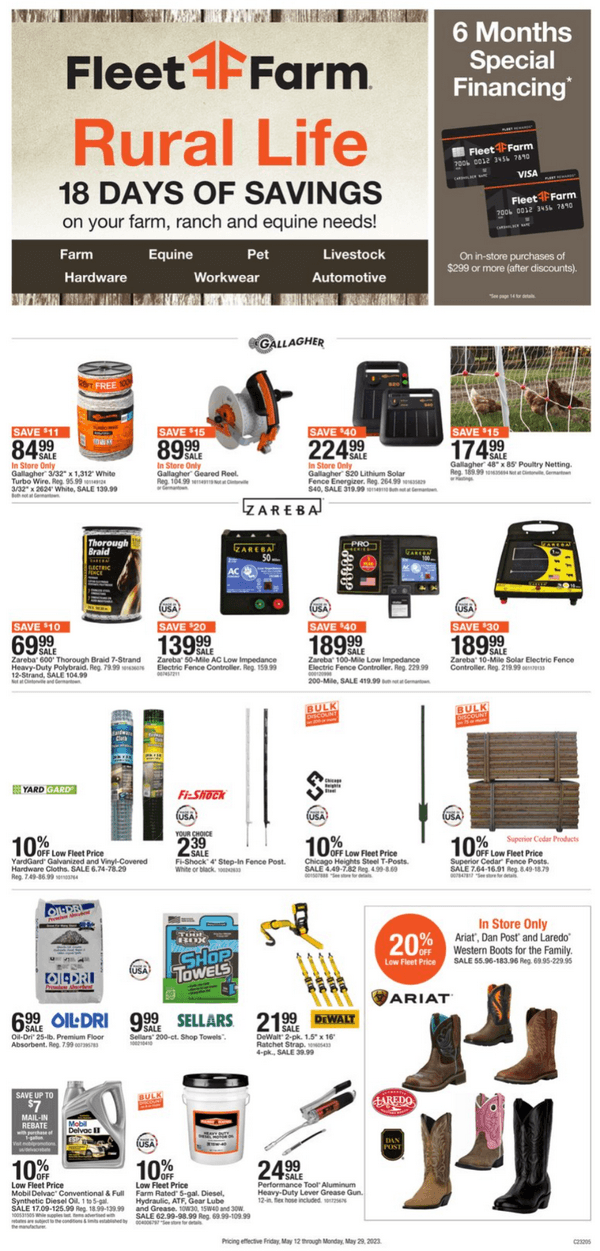 Fleet Farm Rural Life Ad May 12 May 19, 2023