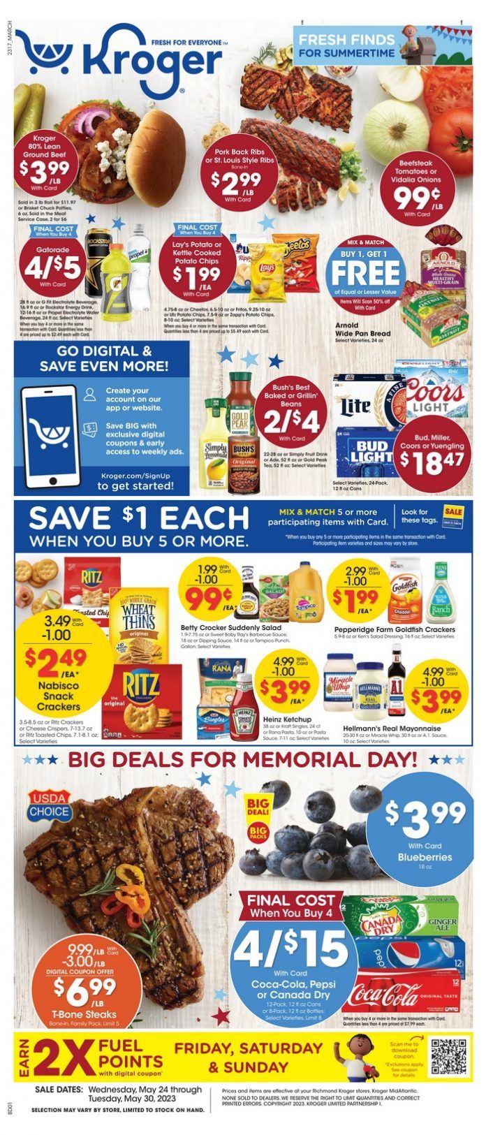 Kroger Weekly Ad May 24 May 30, 2023 (Memorial Day Promotion Included)