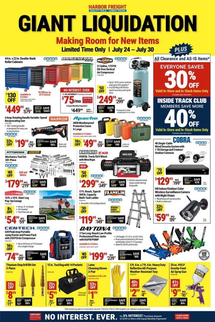 Harbor Freight Giant Liquidation Sale July 24 July 30, 2023