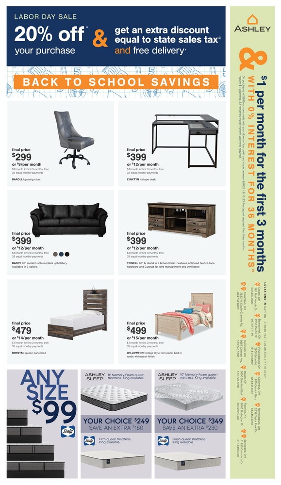 Ashley Furniture Labor Day Mattress Ad Aug 10 Sep 11, 2023