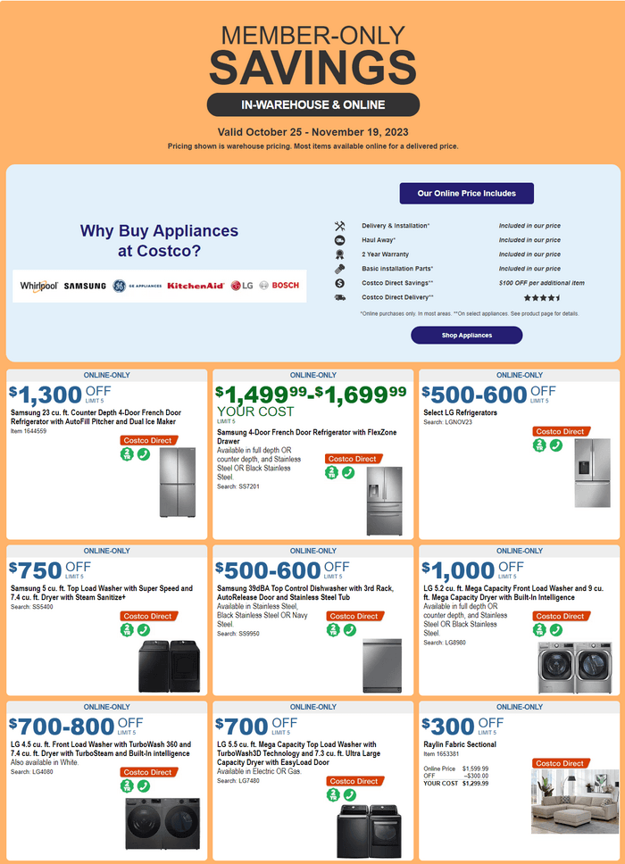 Costco Monthly Ad Oct 25 – Nov 19, 2023