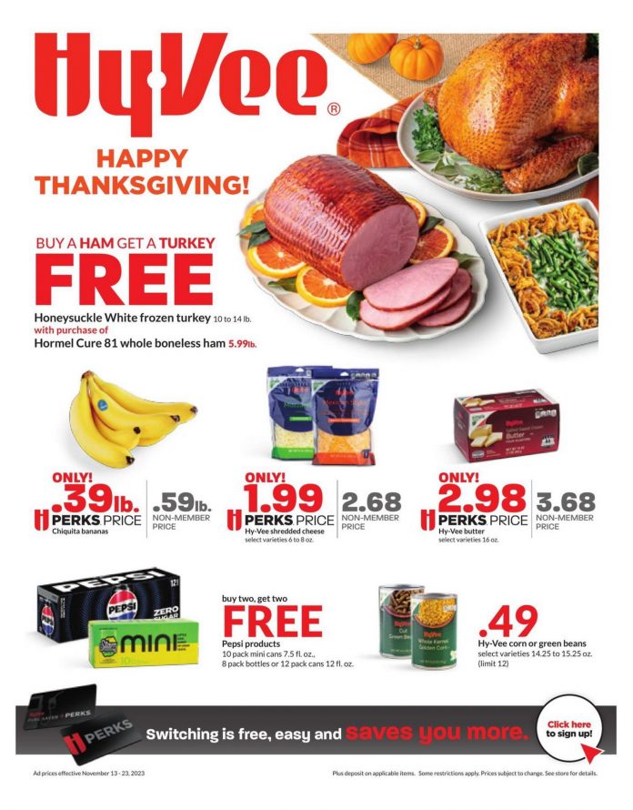 HyVee Happy Thanksgiving Ad Nov 13 Nov 23, 2023