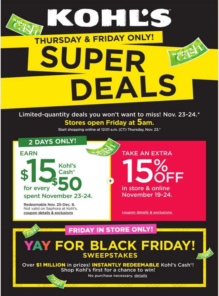 Kohl's Black Friday Super Deals Nov 23 – Nov 24, 2023