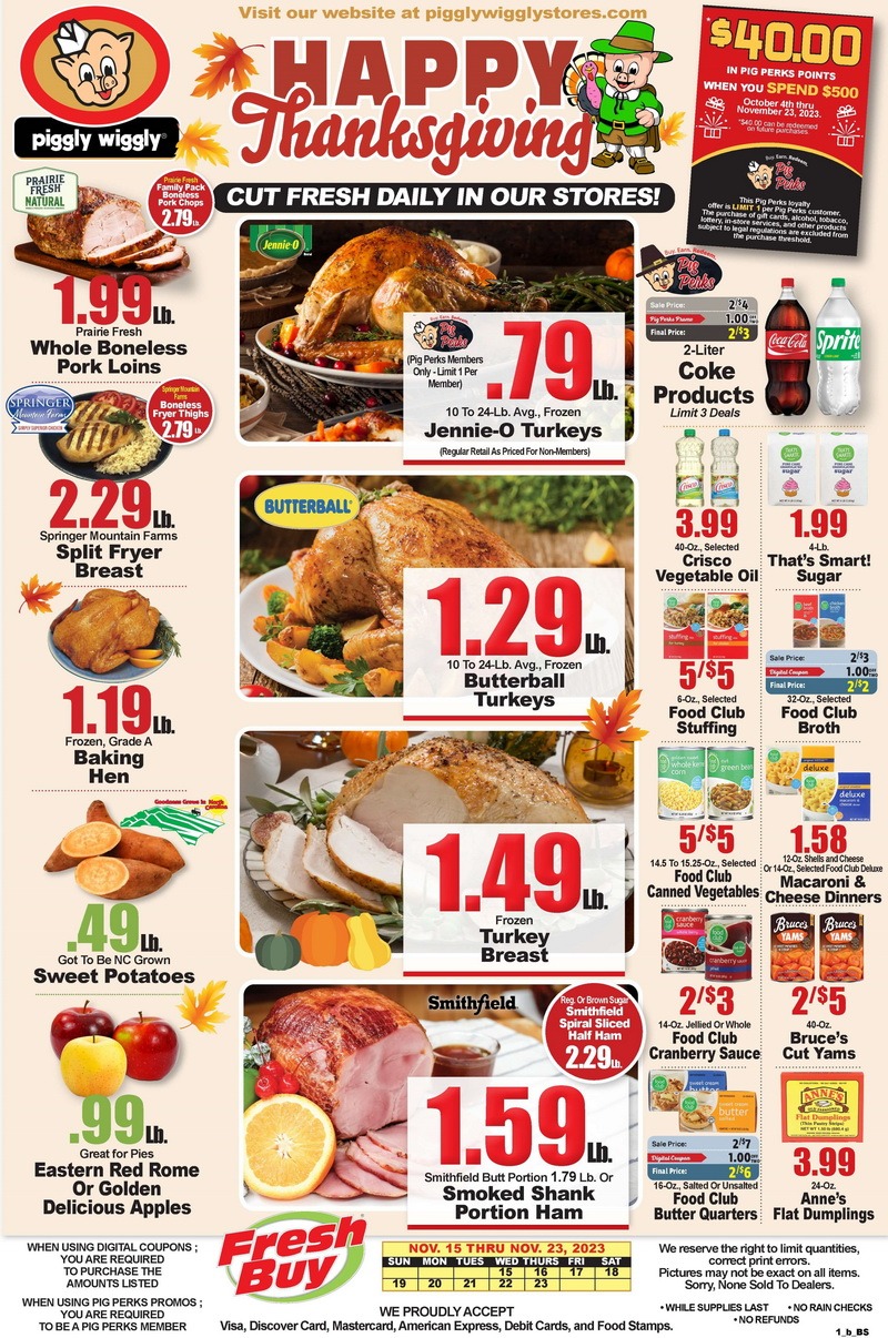 Piggly Wiggly Happy Thanksgiving Ad Nov 15 Nov 23, 2023