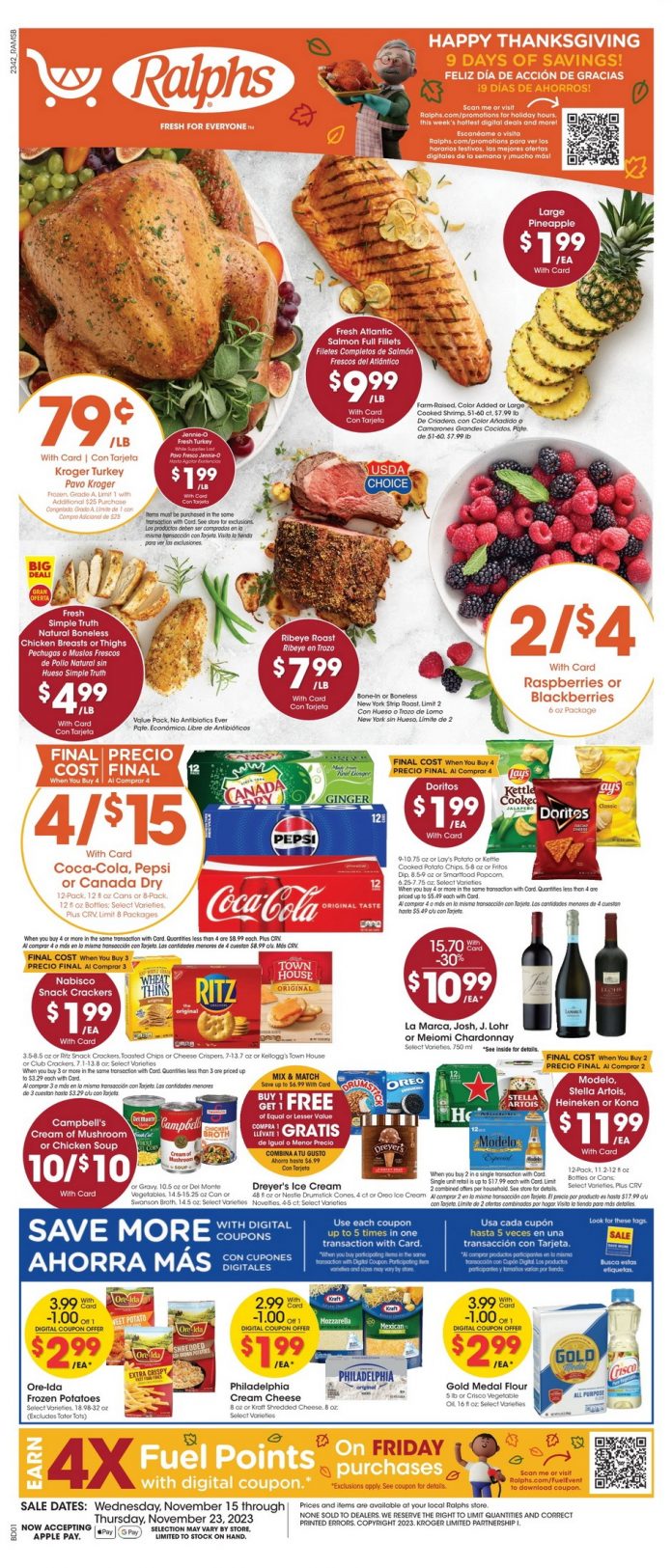 Ralphs Happy Thanksgiving Ad Nov 15 Nov 23, 2023