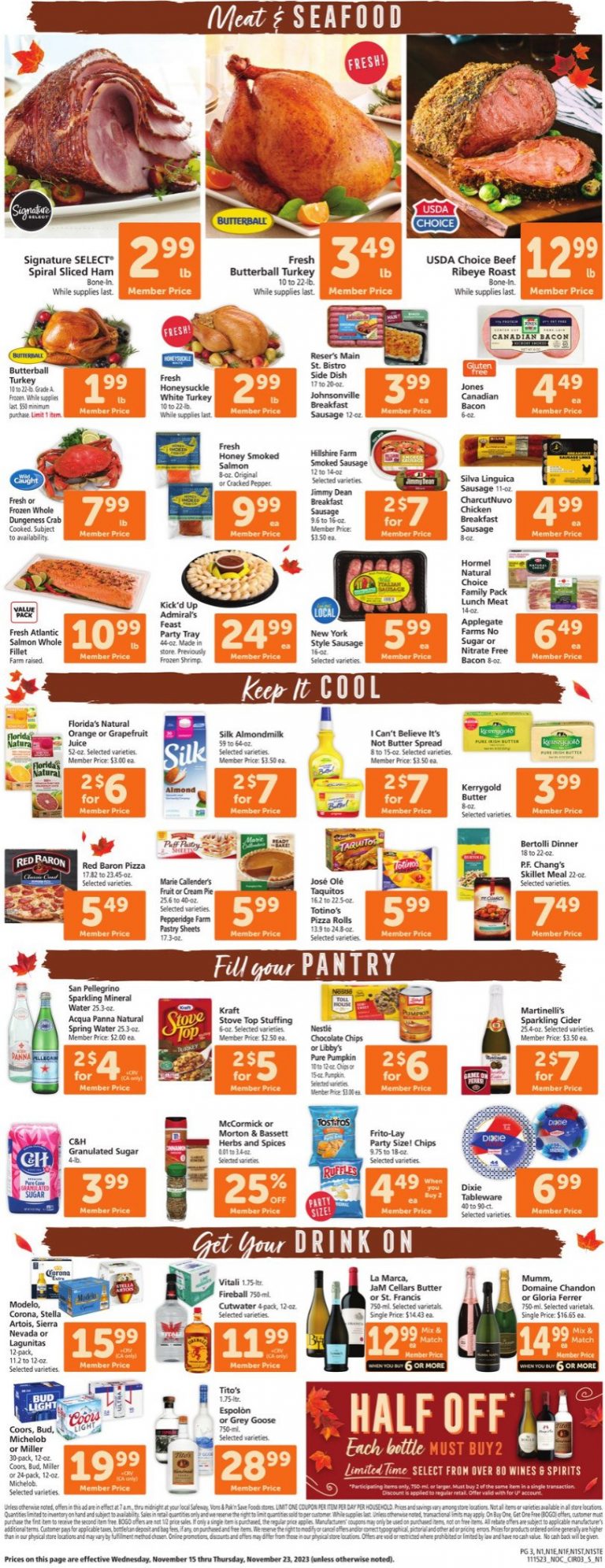 Safeway Weekly Ad Nov 15 Nov 23, 2023 (Thanksgiving Promotion Included)