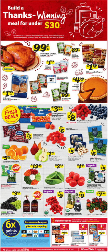 Winn Dixie Weekly Ad Nov 08 Nov 14 2023 Thanksgiving Promotion