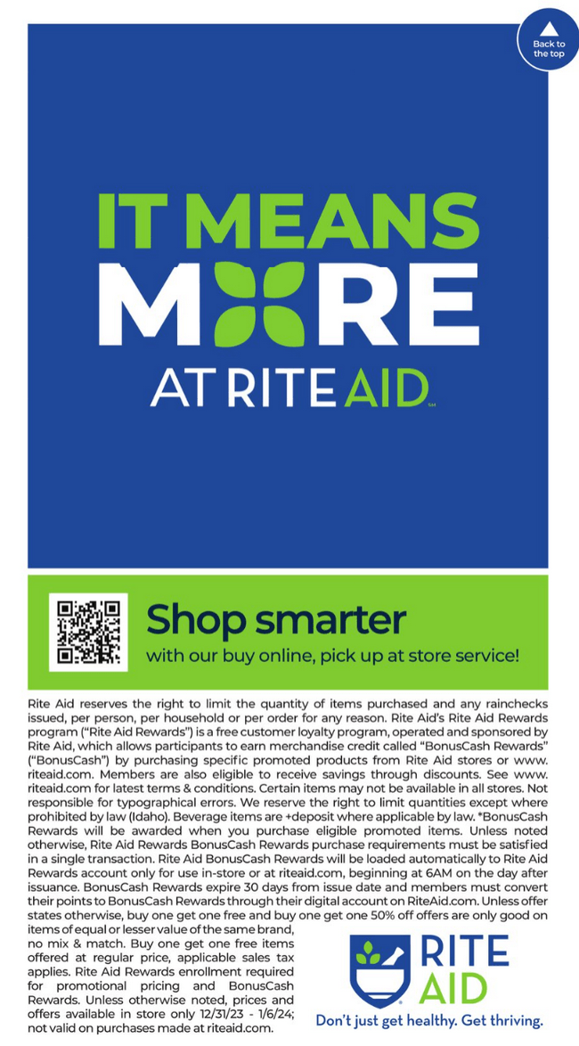 Rite Aid Weekly Ad Dec 31, 2023 Jan 06, 2024 (New Year Promotion