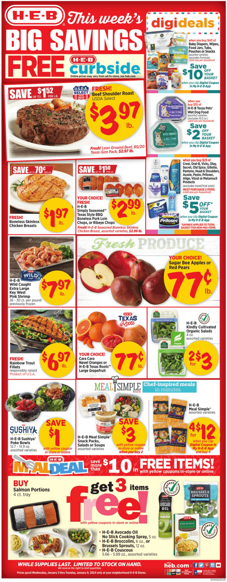 HEB Weekly Ad Jan 03 – Jan 09, 2024