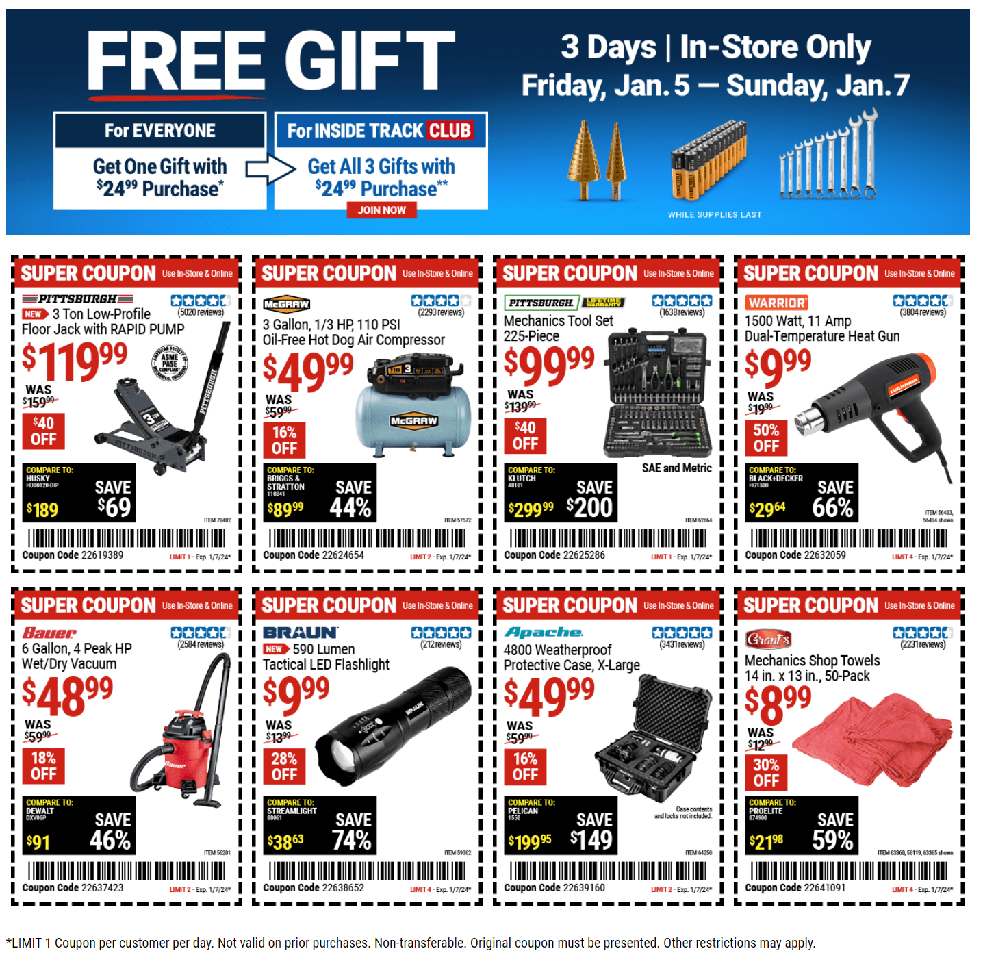 Harbor Freight Three Day Ad Jan 05 Jan 07, 2024