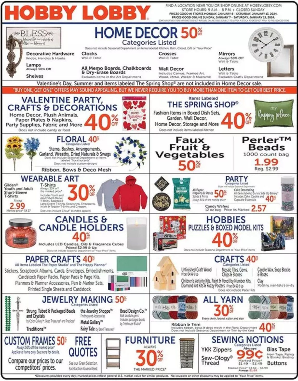 Hobby Lobby Weekly Ad Jan 07 Jan 13, 2024